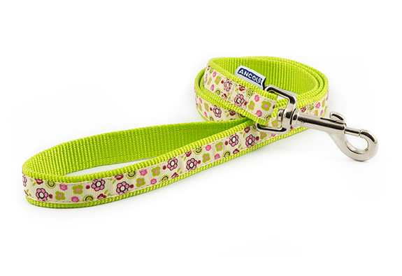 Ancol Lime Flowers Dog Lead 1M x 19mm RRP 6.99 CLEARANCE XL 4.99